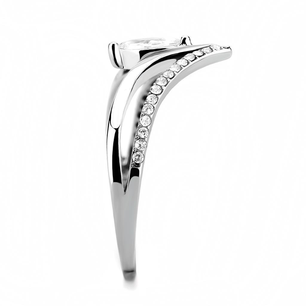 Rings for Women Mountain Peak Marquise Stainless Steel with AAA Grade CZ in Clear - Jewelry Store by Erik Rayo
