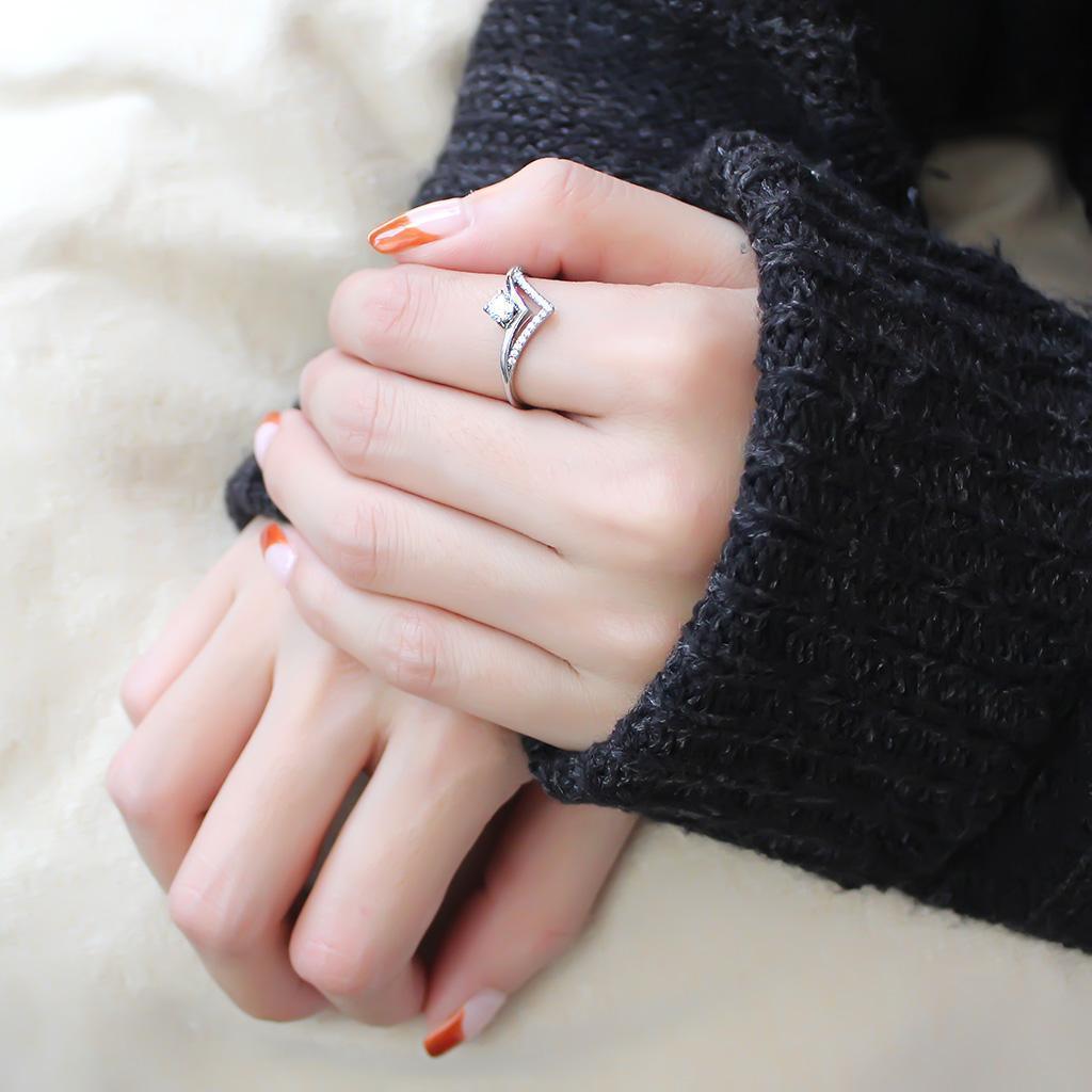 Womens Ring Mountain Top Stainless Steel Ring with AAA Grade CZ in Clear - Jewelry Store by Erik Rayo