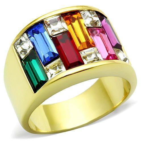 Rings for Women Multi Color Stones Stainless Steel Ring with Top Grade Crystal - Jewelry Store by Erik Rayo