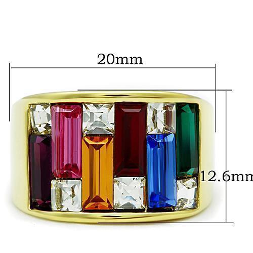 Rings for Women Multi Color Stones Stainless Steel Ring with Top Grade Crystal - Jewelry Store by Erik Rayo