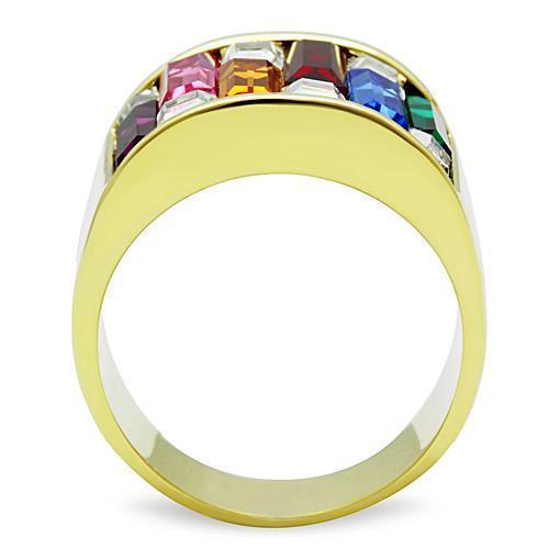 Rings for Women Multi Color Stones Stainless Steel Ring with Top Grade Crystal - Jewelry Store by Erik Rayo