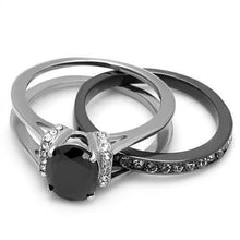 Load image into Gallery viewer, Womens Ring Oval Cut Black CZ Stainless Steel Engagement Ring Set - Jewelry Store by Erik Rayo
