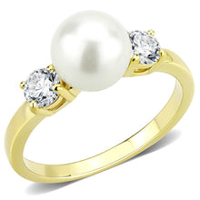 Load image into Gallery viewer, Womens Ring Pearl White Synthetic Stainless Steel - Jewelry Store by Erik Rayo
