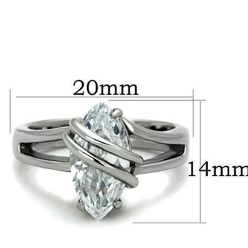Rings for Women Protection Symbolism Marquise Stainless Steel Ring with AAA Grade CZ in Clear - Jewelry Store by Erik Rayo
