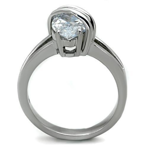 Rings for Women Protection Symbolism Marquise Stainless Steel Ring with AAA Grade CZ in Clear - Jewelry Store by Erik Rayo