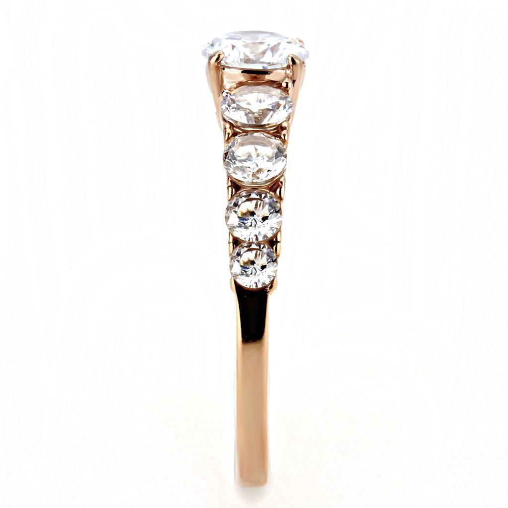 Rings for Women Rose Gold Stainless Steel Ring with AAA Grade CZ in Clear - Jewelry Store by Erik Rayo