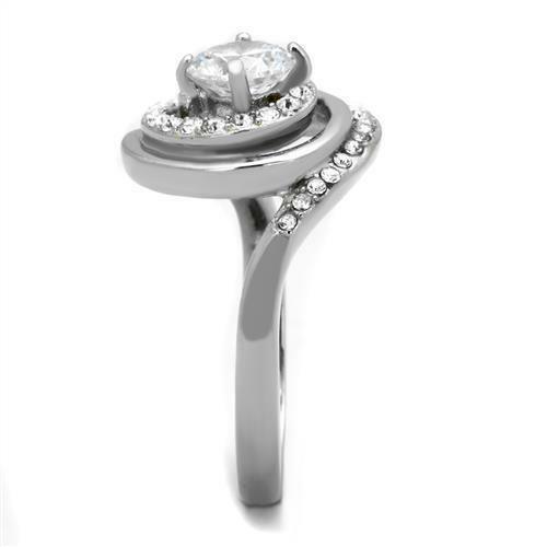 Rings for Women Round CZ Stainless Steel Swirl Engagement Ring Anillo Para Mujer - Jewelry Store by Erik Rayo