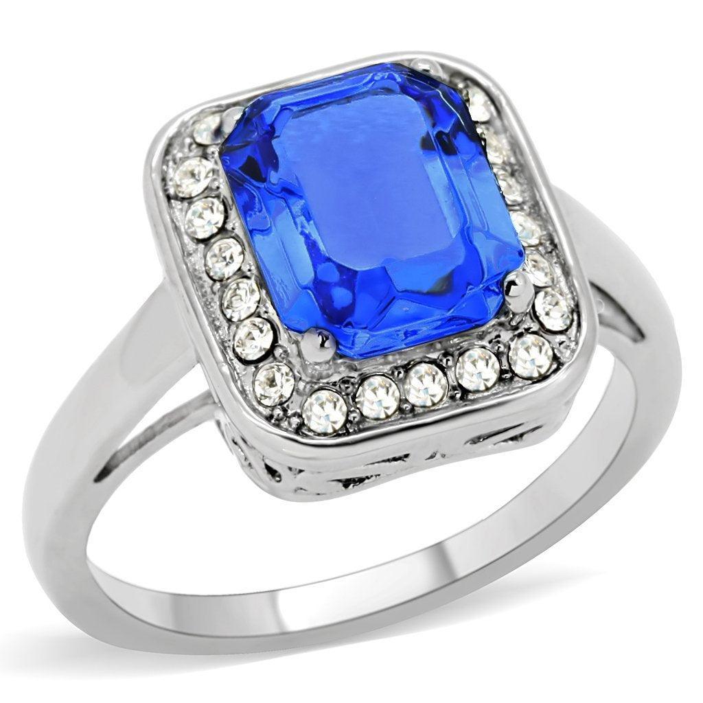 Rings for Women Sapphire Blue Stainless Steel Ring with Top Grade Crystal - Jewelry Store by Erik Rayo
