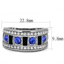 Load image into Gallery viewer, Womens Ring Sapphire Blue Stainless Steel Ring with Top Grade Crystal - Jewelry Store by Erik Rayo
