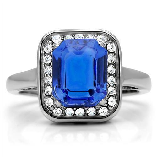 Rings for Women Sapphire Blue Stainless Steel Ring with Top Grade Crystal - Jewelry Store by Erik Rayo