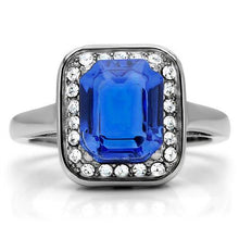 Load image into Gallery viewer, Womens Ring Sapphire Blue Stainless Steel Ring with Top Grade Crystal - Jewelry Store by Erik Rayo
