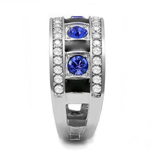 Load image into Gallery viewer, Womens Ring Sapphire Blue Stainless Steel Ring with Top Grade Crystal - Jewelry Store by Erik Rayo
