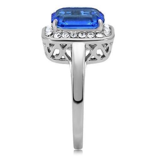 Rings for Women Sapphire Blue Stainless Steel Ring with Top Grade Crystal - Jewelry Store by Erik Rayo