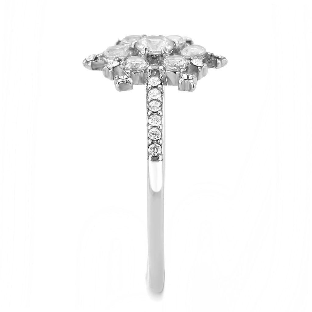 Rings for Women Snowflake Christmas Stainless Steel Ring with AAA Grade CZ in Clear - Jewelry Store by Erik Rayo