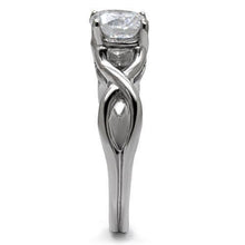 Load image into Gallery viewer, Womens Ring Solitaire Waves Stainless Steel Ring with AAA Grade CZ in Clear - Jewelry Store by Erik Rayo
