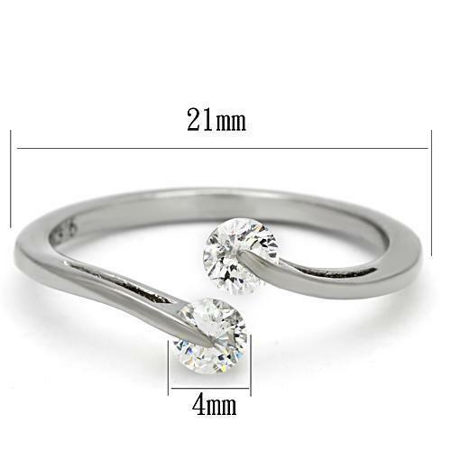 Rings for Women Stainless Steel 2 Two Round CZ Promise Engagement Silver Wedding Ring - Jewelry Store by Erik Rayo