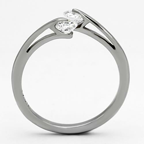 Rings for Women Stainless Steel 2 Two Round CZ Promise Engagement Silver Wedding Ring - Jewelry Store by Erik Rayo