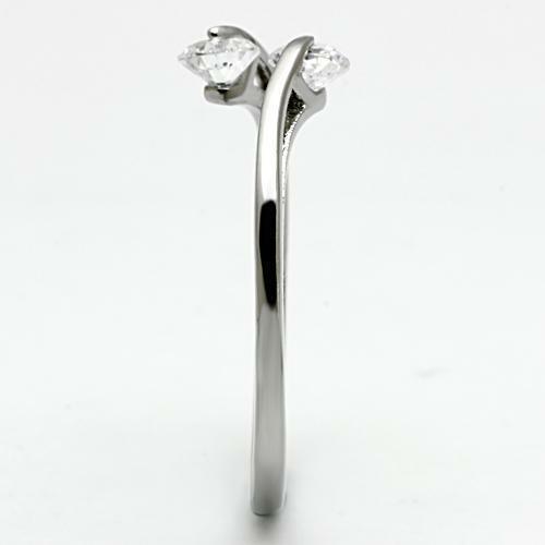 Rings for Women Stainless Steel 2 Two Round CZ Promise Engagement Silver Wedding Ring - Jewelry Store by Erik Rayo