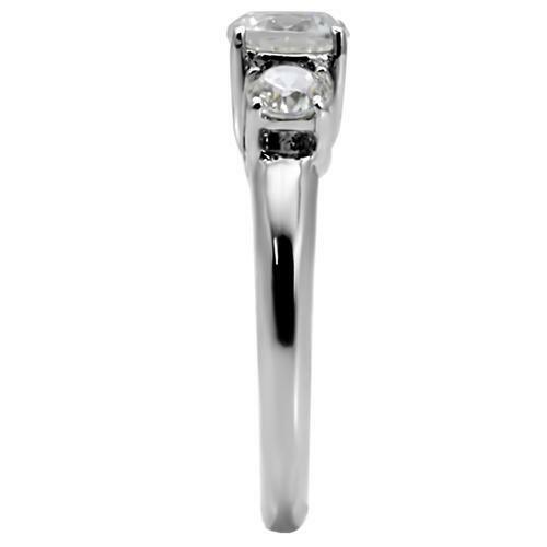 Rings for Women Stainless Steel 3 Round CZ Past Present Future Engagement Anniversary Ring - Jewelry Store by Erik Rayo