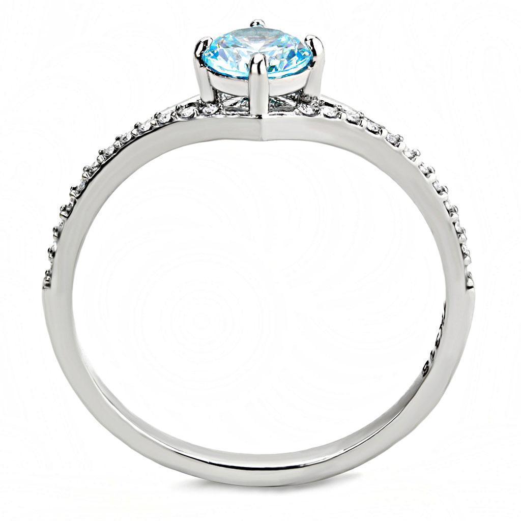 Rings for Women Stainless Steel Ring with AAA Grade CZ in Sea Blue - Jewelry Store by Erik Rayo
