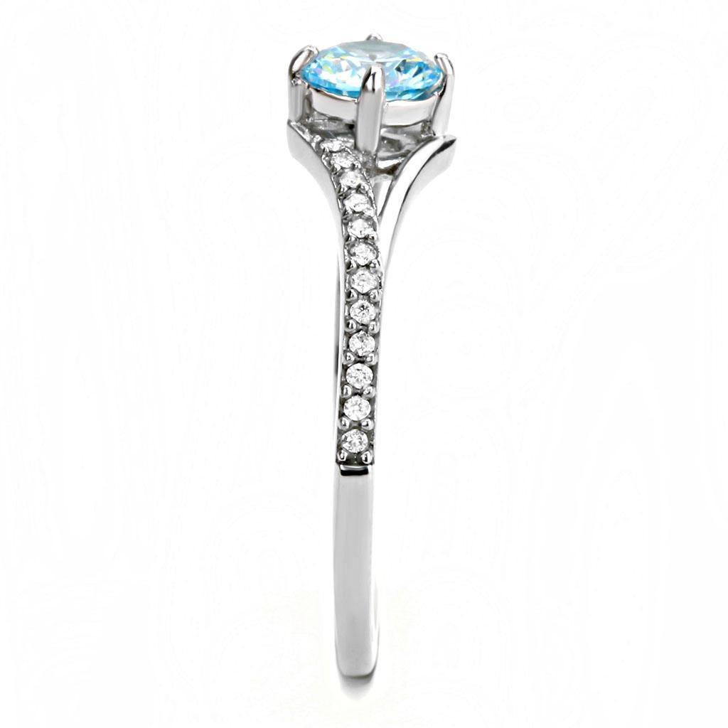 Rings for Women Stainless Steel Ring with AAA Grade CZ in Sea Blue - Jewelry Store by Erik Rayo