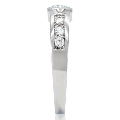 Rings for Women Stainless Steel Round Bezel Set Engagement Band Ring Anillo Para Mujer - Jewelry Store by Erik Rayo
