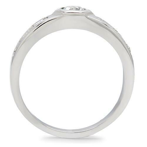 Rings for Women Stainless Steel Round Bezel Set Engagement Band Ring Anillo Para Mujer - Jewelry Store by Erik Rayo