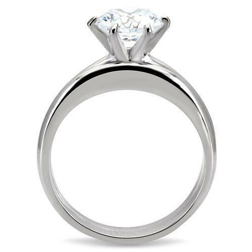 Womens Ring Stainless Steel Round Solitaire Wedding Engagement Promise Band 2 Ring Set - Jewelry Store by Erik Rayo