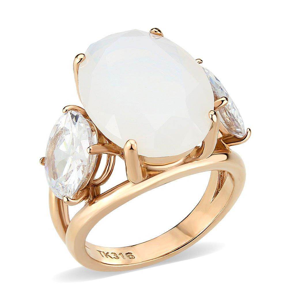Rings for Women Synthetic Fire Opal White Stainless Steel - Jewelry Store by Erik Rayo