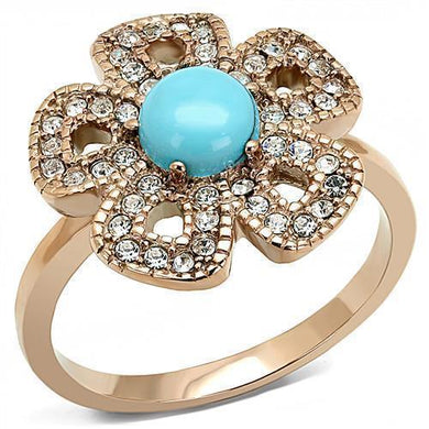 Womens Ring Synthetic Turquoise in Sea Blue Stainless Steel Ring - Jewelry Store by Erik Rayo