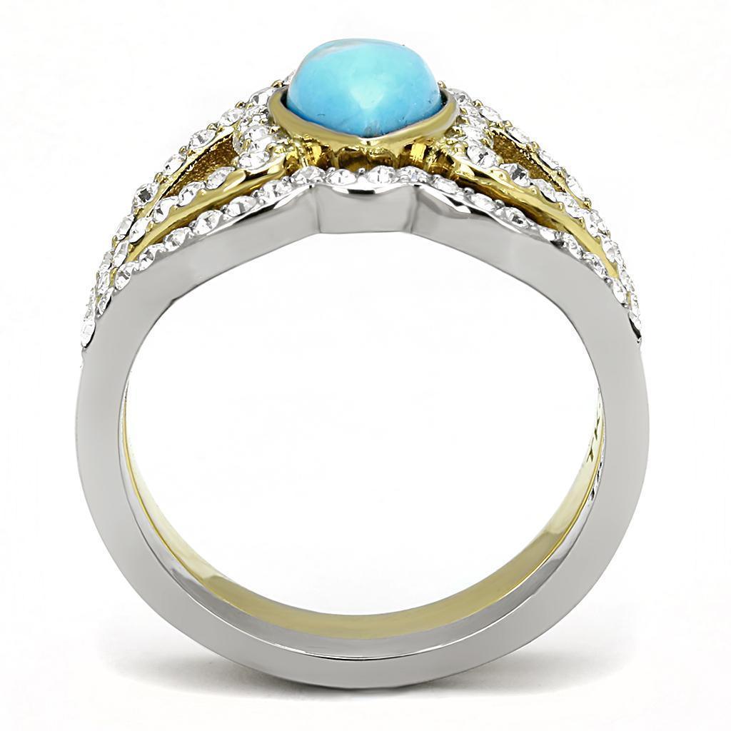 Rings for Women Synthetic Turquoise Stainless Steel Ring - Jewelry Store by Erik Rayo