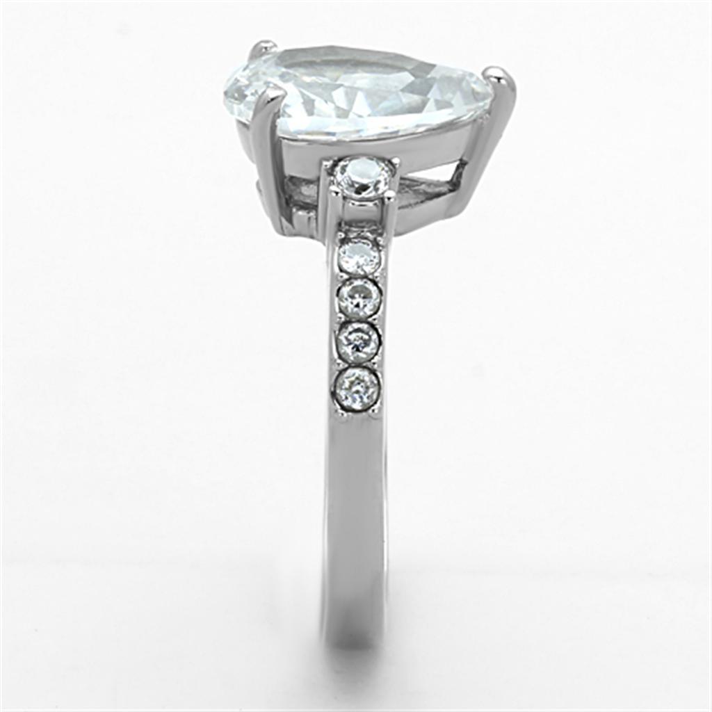 Rings for Women Tear Drop Cut Stainless Steel Ring with AAA Grade CZ in Clear - Jewelry Store by Erik Rayo