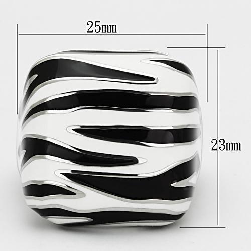 Rings for Women Zebra Stripes Black White Stainless Steel Ring with Epoxy in Multi Color - Jewelry Store by Erik Rayo