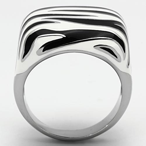 Rings for Women Zebra Stripes Black White Stainless Steel Ring with Epoxy in Multi Color - Jewelry Store by Erik Rayo