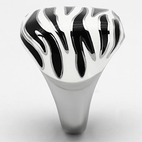 Rings for Women Zebra Stripes Black White Stainless Steel Ring with Epoxy in Multi Color - Jewelry Store by Erik Rayo