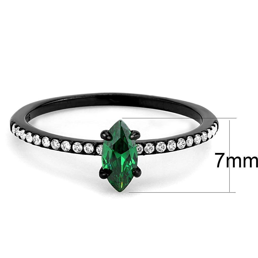 Rings for Womens Black Green Marquise Stainless Steel Ring with AAA Grade CZ in Emerald - Jewelry Store by Erik Rayo