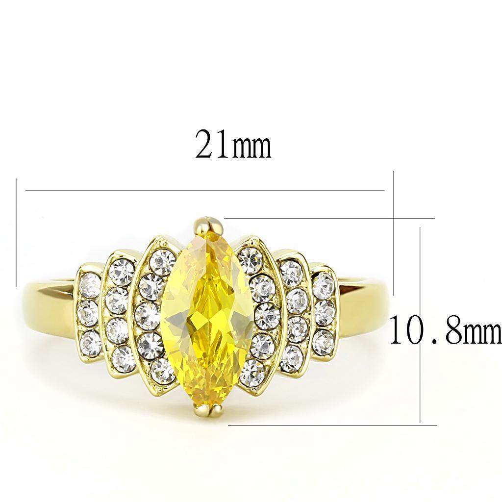 Rings for Womens Gold Marquise Stainless Steel Ring with AAA Grade CZ in Topaz - Jewelry Store by Erik Rayo