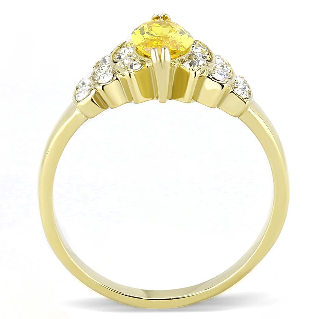 Rings for Womens Gold Marquise Stainless Steel Ring with AAA Grade CZ in Topaz - Jewelry Store by Erik Rayo