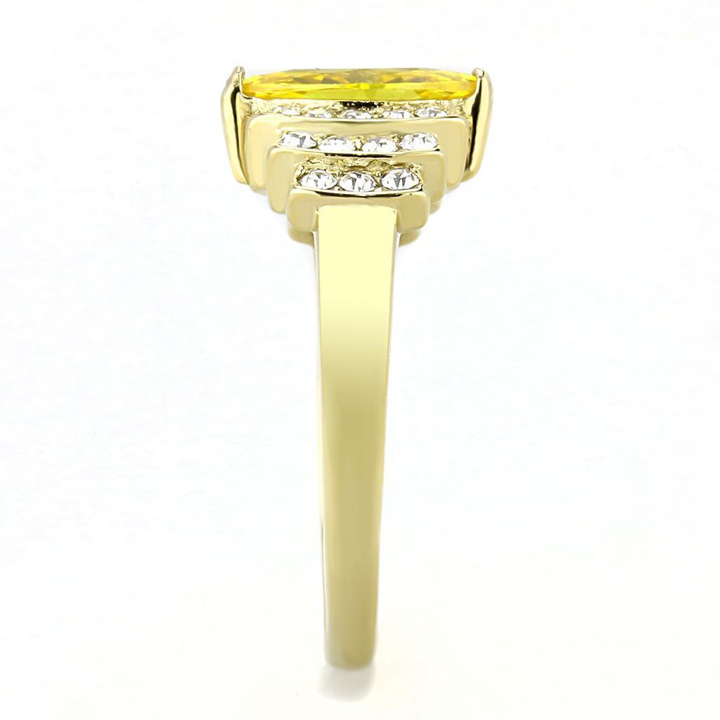 Rings for Womens Gold Marquise Stainless Steel Ring with AAA Grade CZ in Topaz - Jewelry Store by Erik Rayo