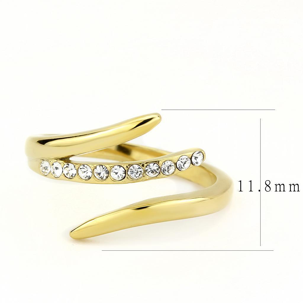 Rings for Womens Gold Open Stainless Steel Ring with Top Grade Crystal in Clear - Jewelry Store by Erik Rayo
