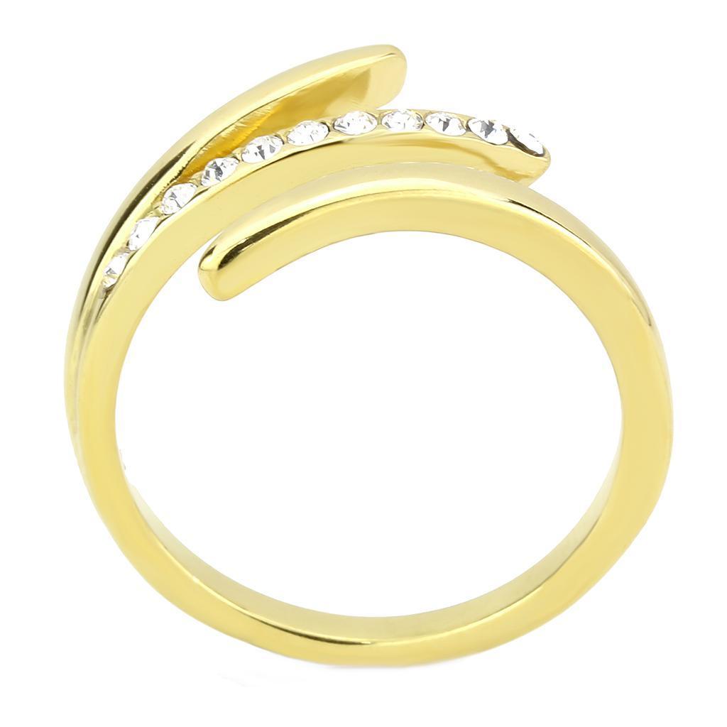 Rings for Womens Gold Open Stainless Steel Ring with Top Grade Crystal in Clear - Jewelry Store by Erik Rayo