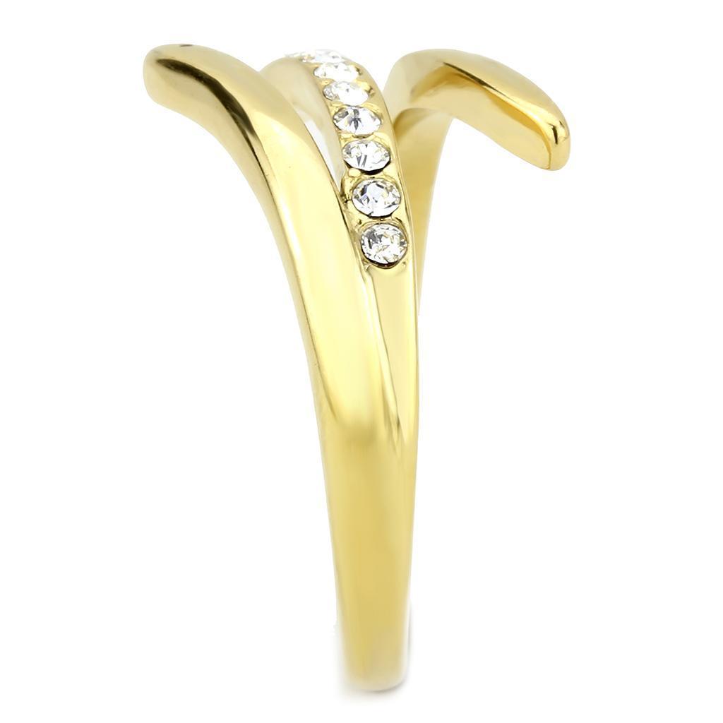Rings for Womens Gold Open Stainless Steel Ring with Top Grade Crystal in Clear - Jewelry Store by Erik Rayo