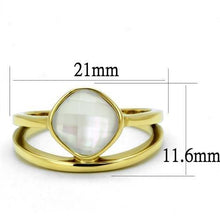 Load image into Gallery viewer, Womens Rings Gold Round Stainless Steel Ring with Precious Stone Conch in White - Jewelry Store by Erik Rayo
