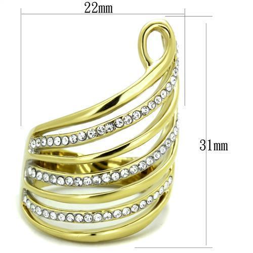 Rings for Womens Gold Unique Stainless Steel Ring with Top Grade Crystal in Clear - Jewelry Store by Erik Rayo