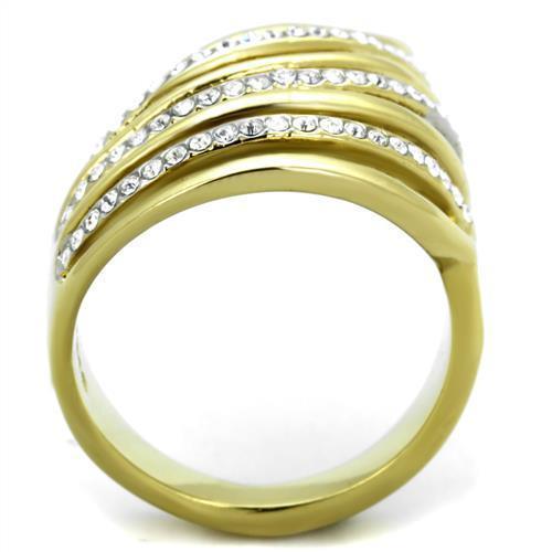 Rings for Womens Gold Unique Stainless Steel Ring with Top Grade Crystal in Clear - Jewelry Store by Erik Rayo