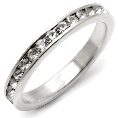 Rings for Womens High-Polished 925 Sterling Silver Ring with Top Grade Crystal in Clear 35128 - Jewelry Store by Erik Rayo