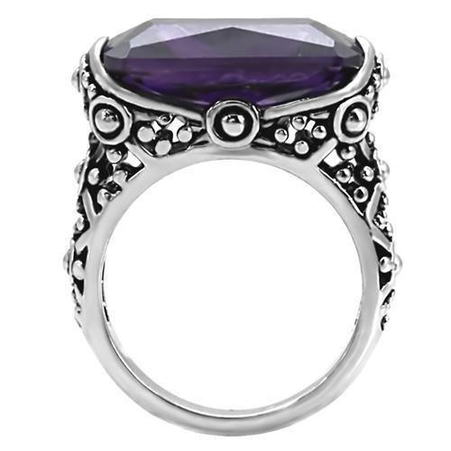 Womens Rings High polished (no plating) 316L Stainless Steel Ring with AAA Grade CZ in Amethyst TK015 - Jewelry Store by Erik Rayo