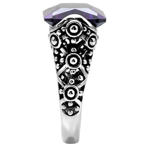 Womens Rings High polished (no plating) 316L Stainless Steel Ring with AAA Grade CZ in Amethyst TK015 - Jewelry Store by Erik Rayo
