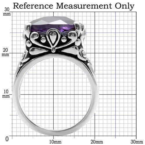 Womens Rings High polished (no plating) 316L Stainless Steel Ring with AAA Grade CZ in Amethyst TK016 - Jewelry Store by Erik Rayo