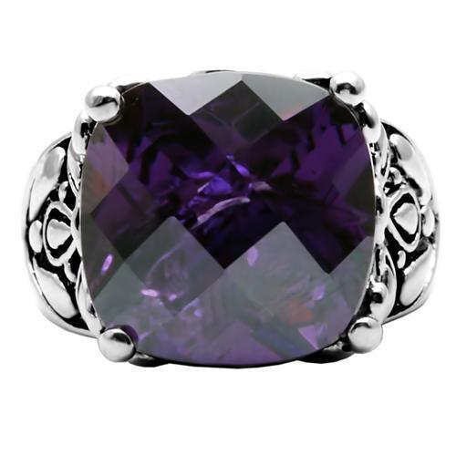 Womens Rings High polished (no plating) 316L Stainless Steel Ring with AAA Grade CZ in Amethyst TK016 - Jewelry Store by Erik Rayo